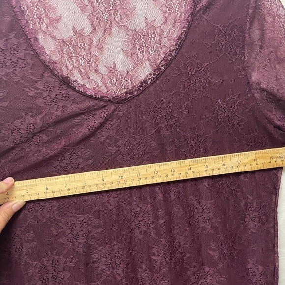 Kismet Womens Burgundy Lace Long Sleeve Blouse Pullover Size Large - Picture 4 of 10
